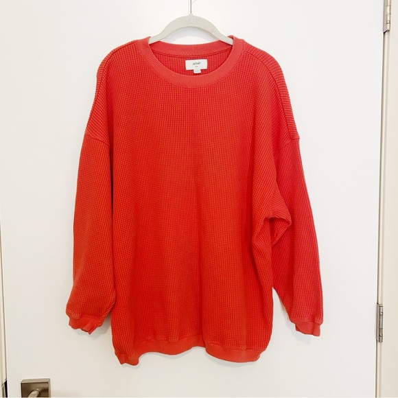 Aerie Waffle Knit Oversized Sweatshirt - Picture 3 of 5